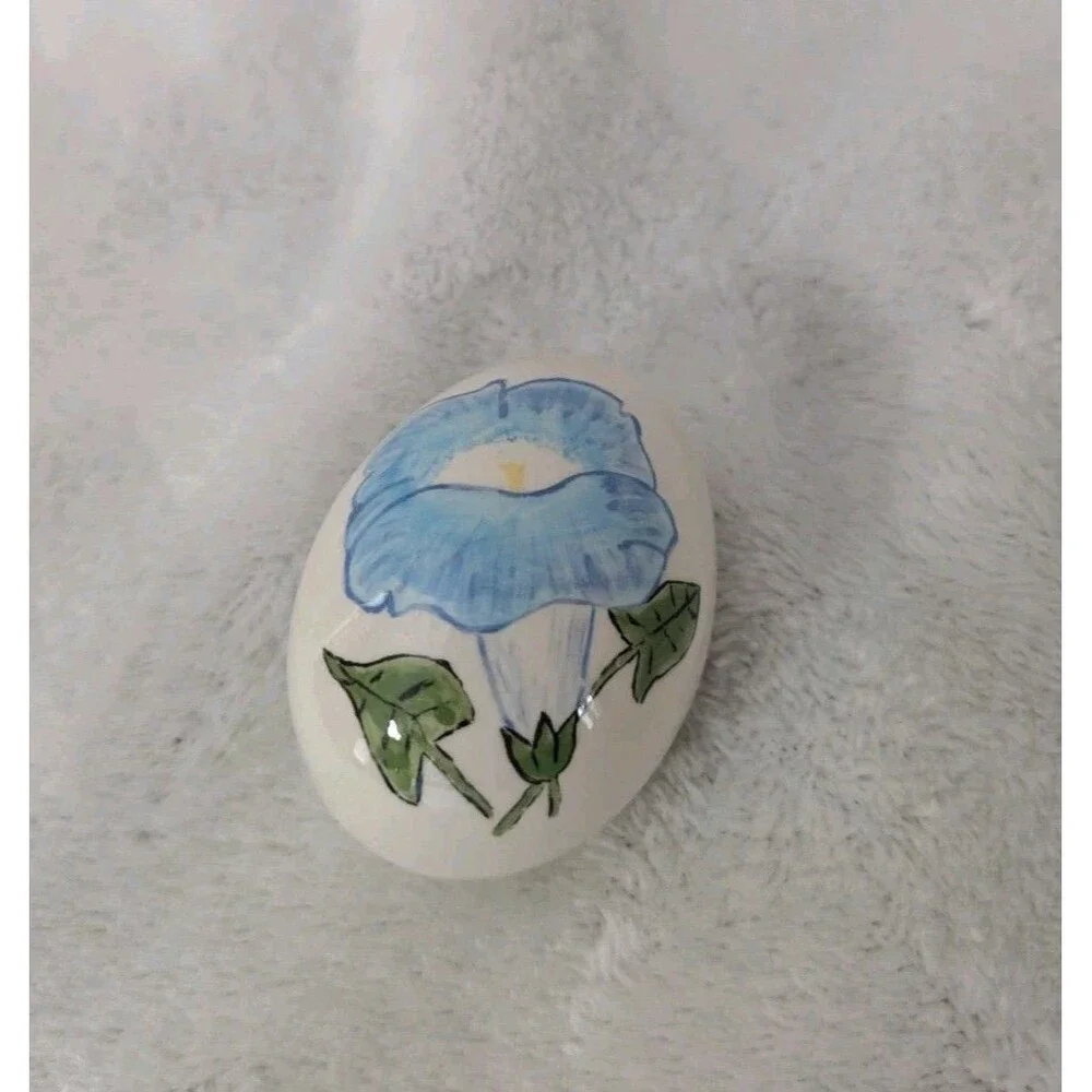 Hand Painted Morning Glory Ceramic Egg -